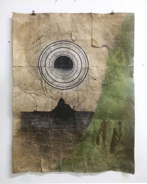 The-west-border-map#1_2015_mix-media-on-a-map_100x70-cm