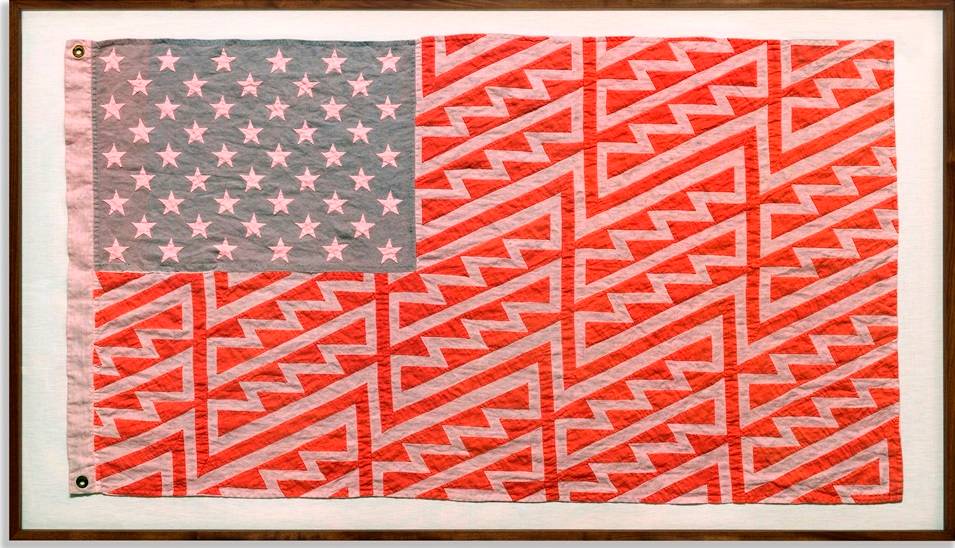 45714 Faile, FAILE FLAG, Star Spangled Shadows - B2552, 2016, Hand Embroidered Appliqué on Linen with Custom Brass Eyelets, 178.5xs101.6x5 cm