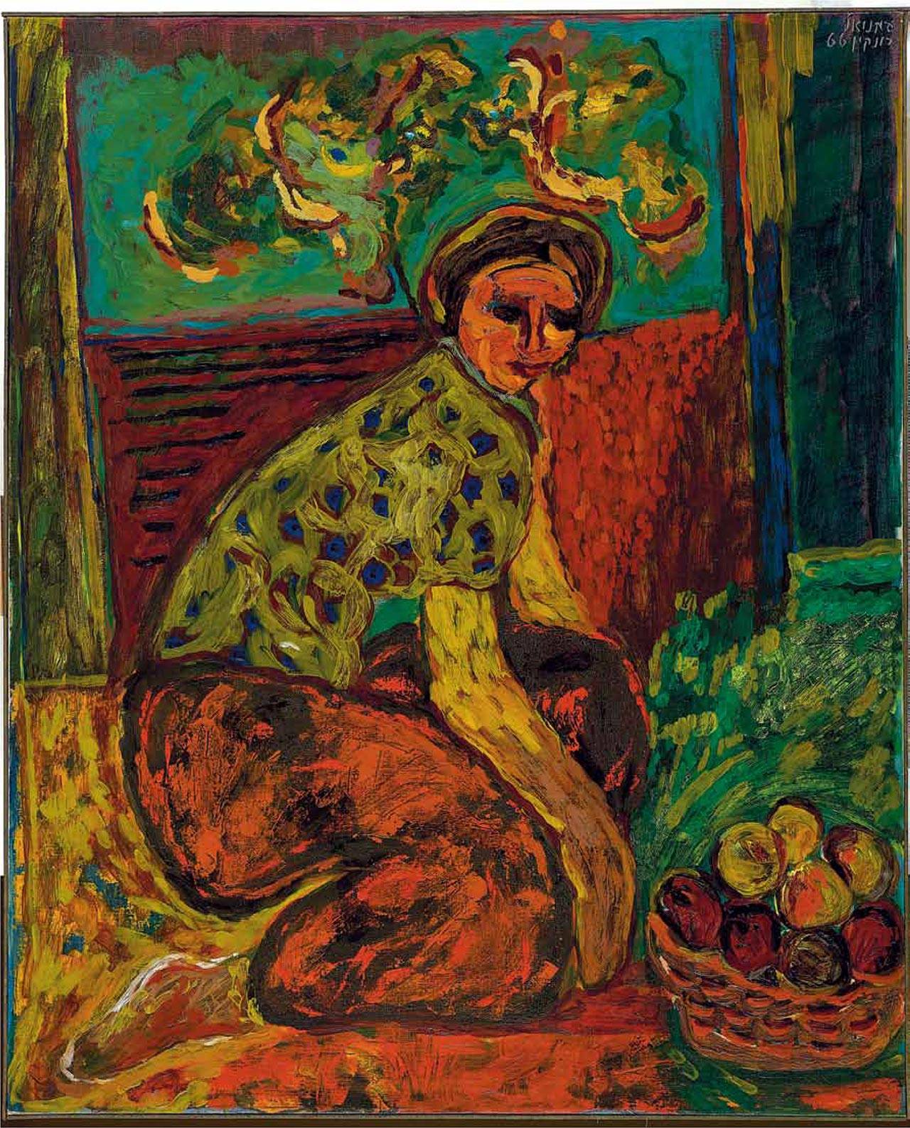 עמנואל רונקין, נערה וסל פירות, 1966. צילום: רן ארדה