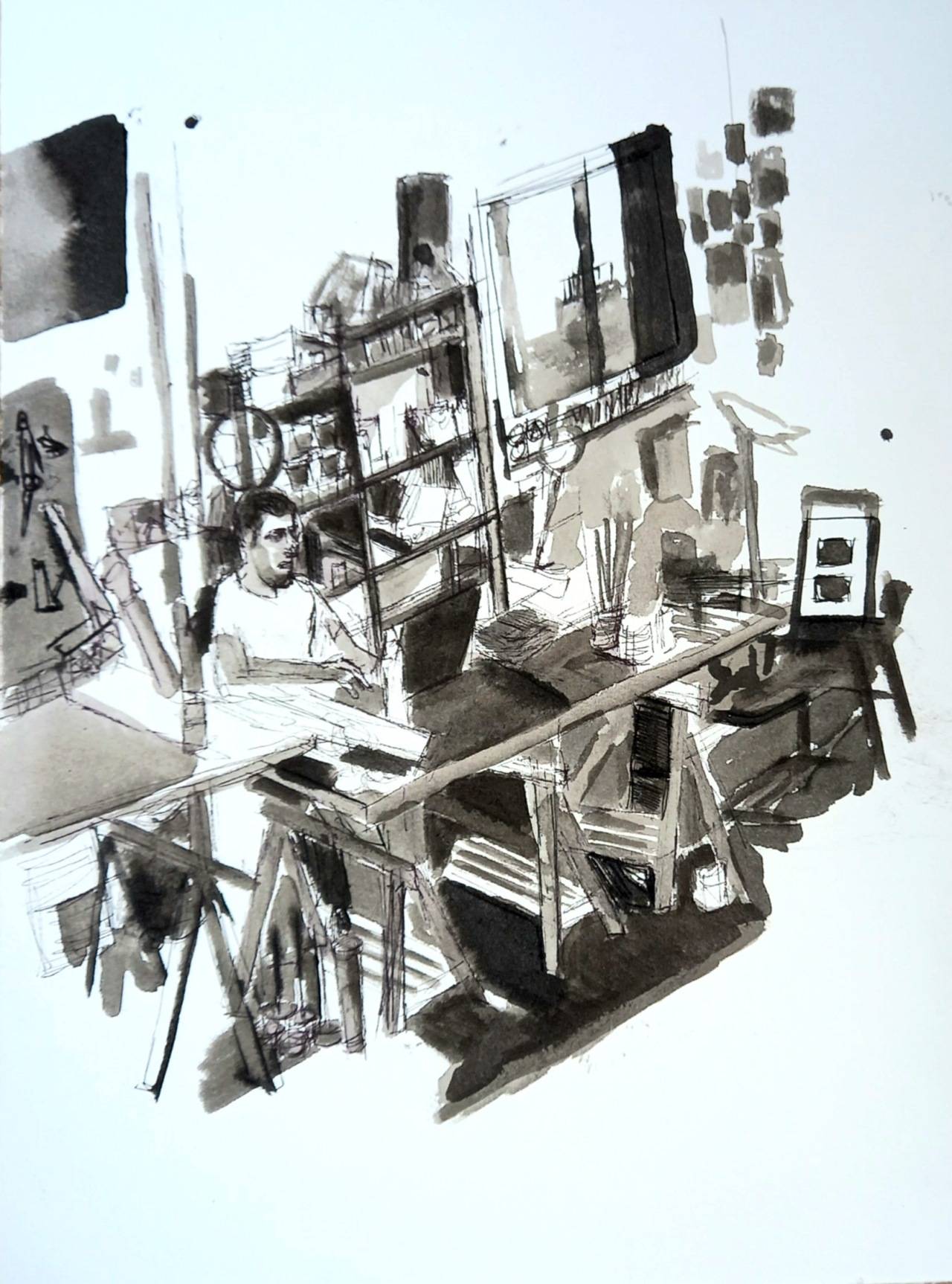 דייויד אייזקס בסטודיו של know hope אדם יקותיאלי. צילום מל