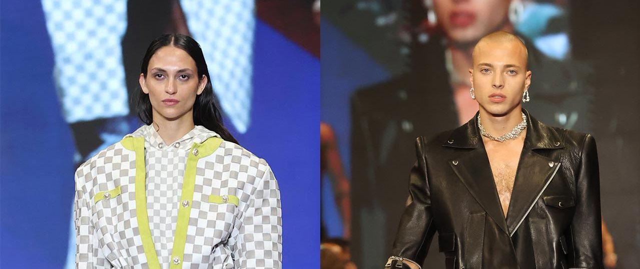 עיצובים של גל בנימין (מימין) וליאור ויינברג, המחלקה לעיצוב אופנה שנקר 2022. צילומים: רפי דלויה