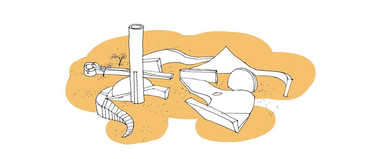 דני קרוון, אנדרטת הנגב. איור: יזהר כהן