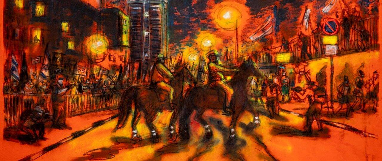 אולגה קונדינה, ״הפגנה״ במוזיאון ת״א. צילום: מרגריטה פרלין