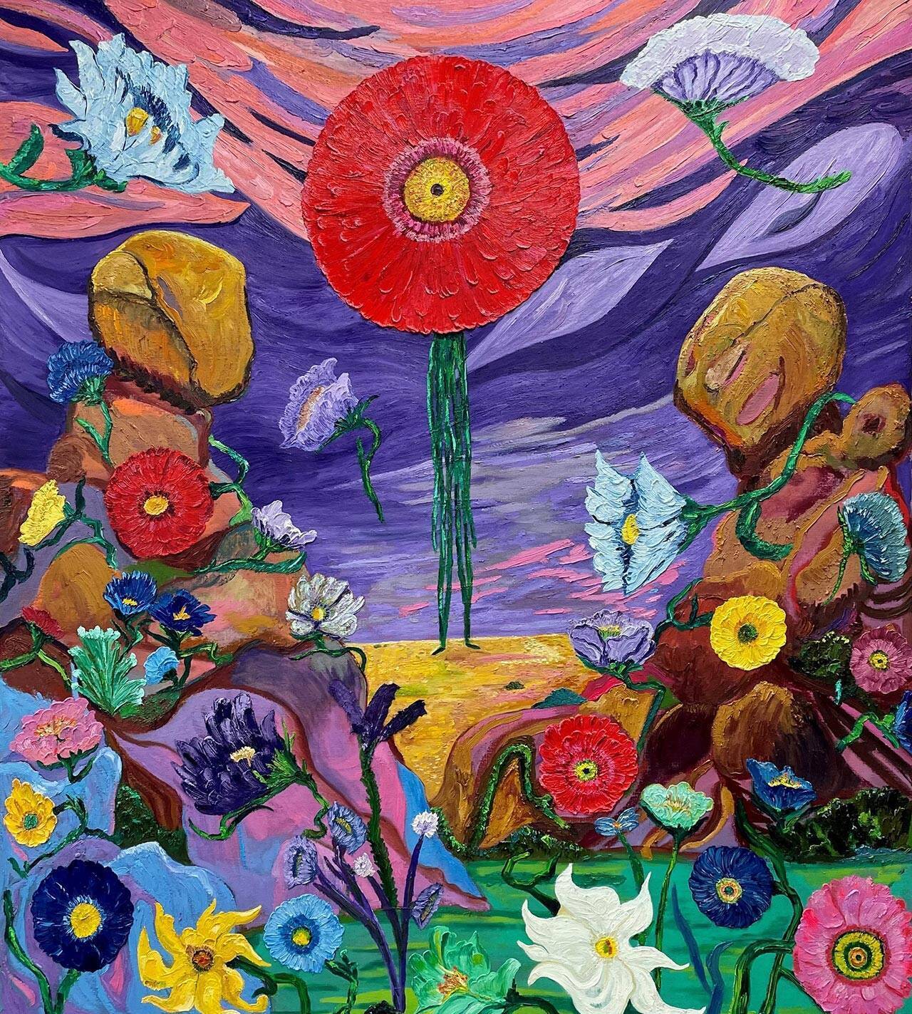 Flower Head in purple sky