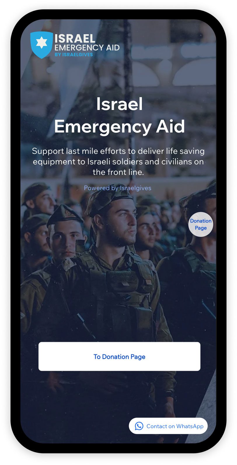 אתר Israel emergency aid. עיצוב ובננית אתר: גיא קוסובסקי