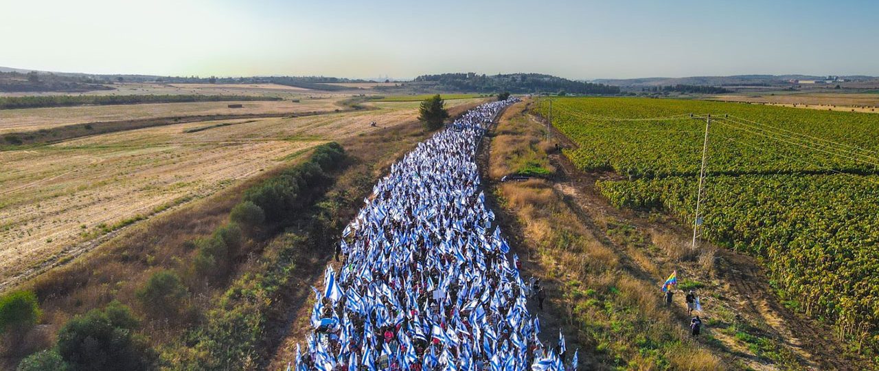 גיתי פלטי, צעדת מחאה החוק לביטול עילת הסבירות. סמוך ללטרון, ביולי 2023