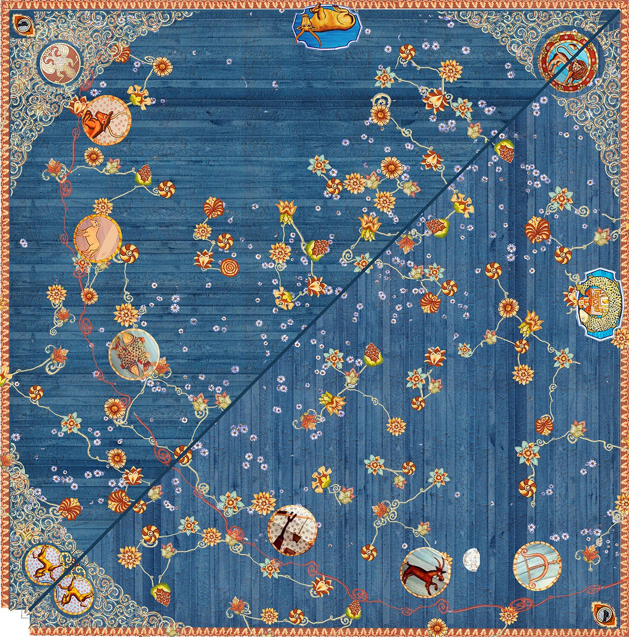 סי איי פורם, מפת ציור תקרה בבית הכנסת בבאבי יאר. צילום: מנואל הרץ אדריכלים