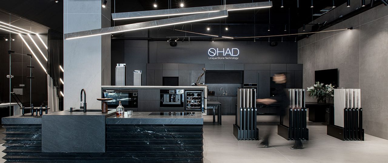 אולם התצוגה של OHAD Unique Stone Tech. תכנון ועיצוב: שירי שלום; צילומים: כפיר זיו