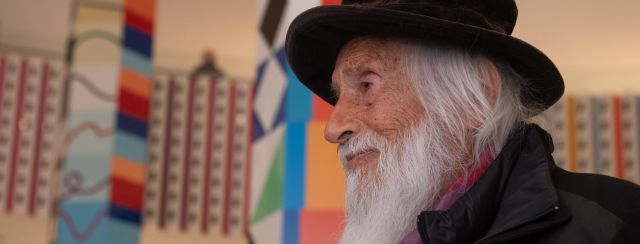 יעקב אגם, בפתיחת התערוכה החדשה. צילומים: ג'ורג' אליהו