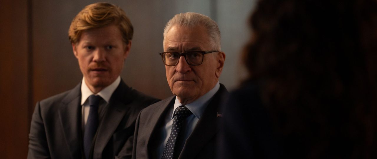 ZERO DAY. (L to R) Jesse Plemons as Roger Carlson and Robert De Niro in Episode 104 of Zero Day. Cr. JOJO WHILDEN/Netflix © 2024