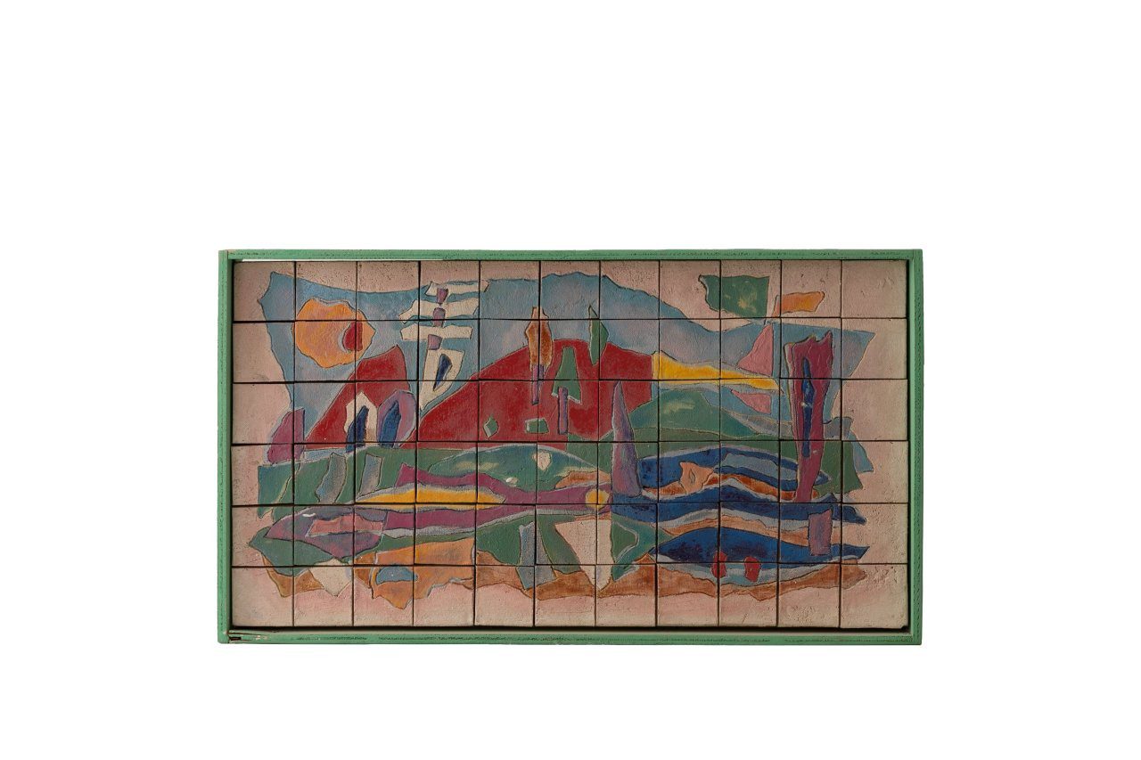 נוף בקיבוץ, דגם לקיר קרמי, שנות ה־70