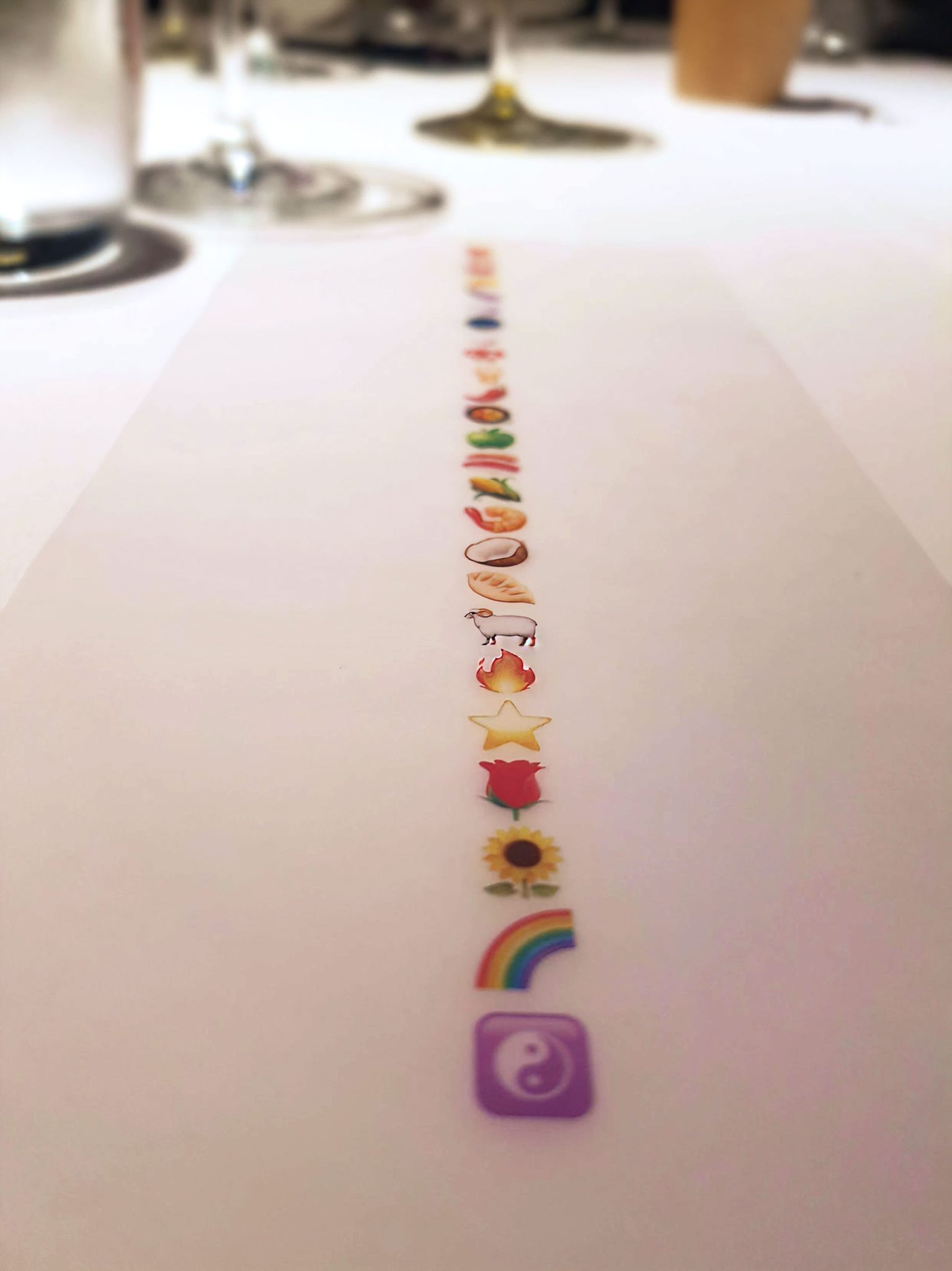 תפריט האימוג׳יז במסעדת גגן, בנגקוק