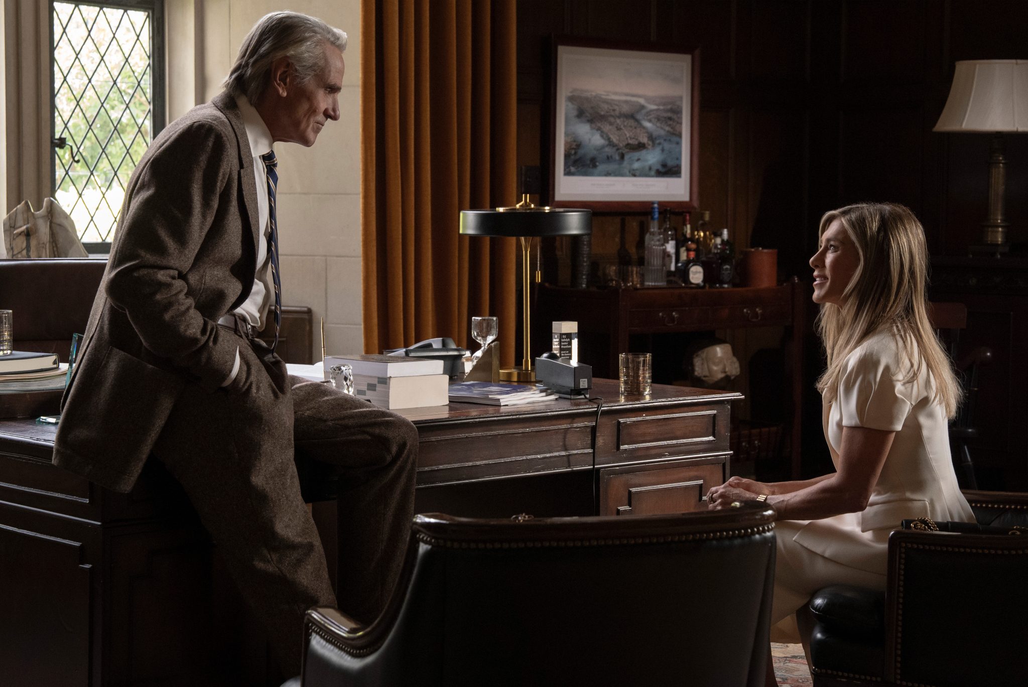 ג׳ניפר אניסטון וג׳רמי איירונס, תכנית הבוקר. צילום: אפל טי.וי