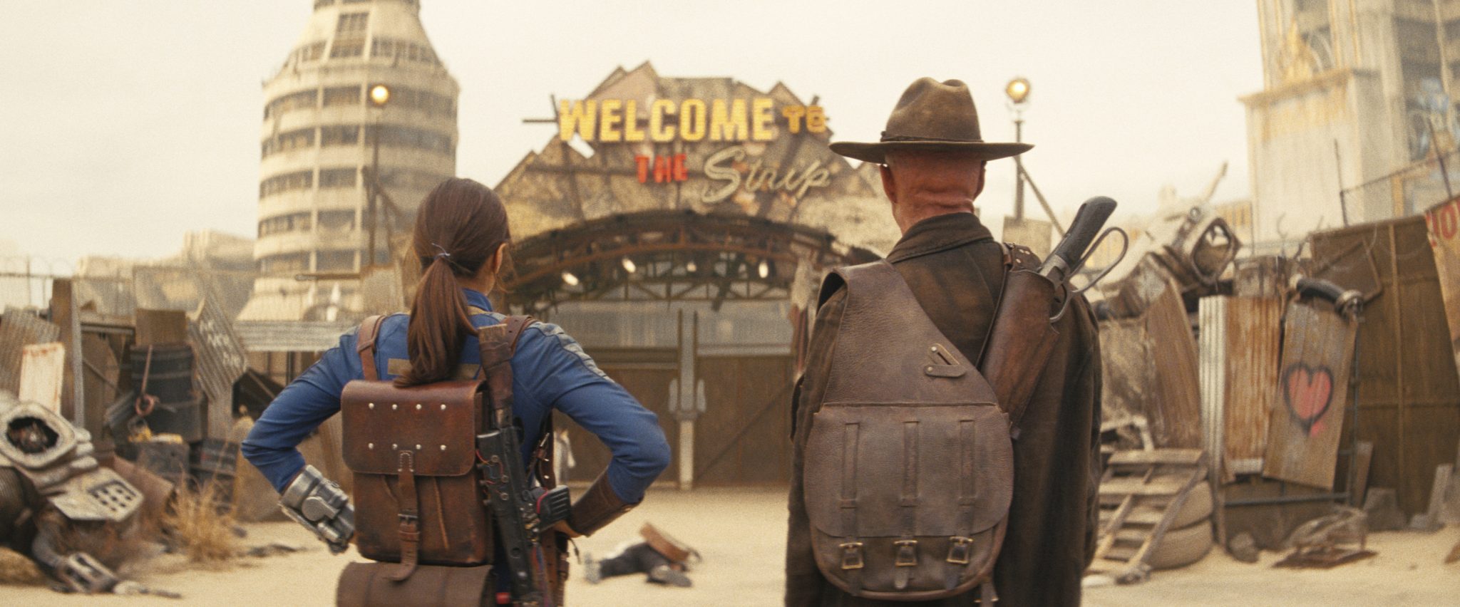Ella Purnell (Lucy MacLean), Walton Goggins (The Ghoul) in FALLOUT SEASON 2Courtesy of Prime © Amazon Content Services LLC